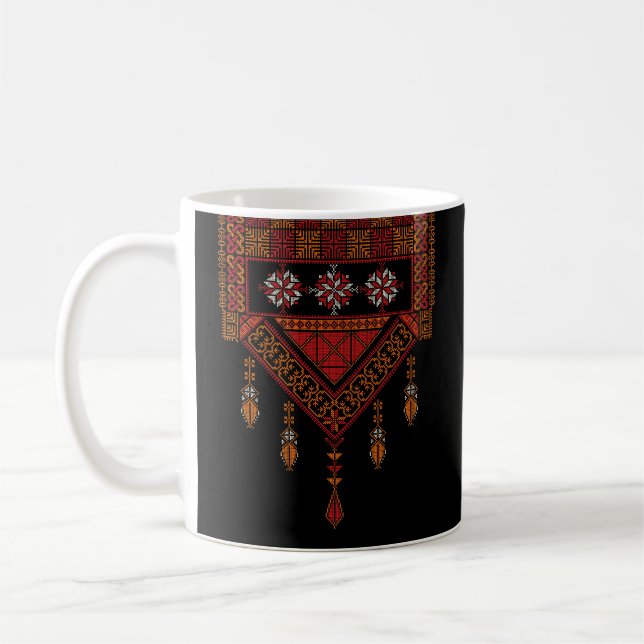 Palestinska tatreez Embroidery | palestinska konst Kaffemugg (Vänster)