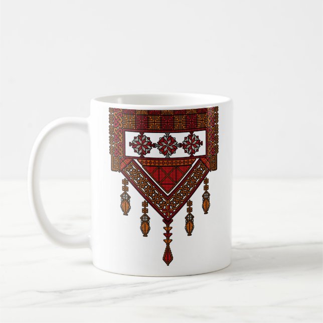 Palestinska tatreez Embroidery | palestinska konst Kaffemugg (Vänster)