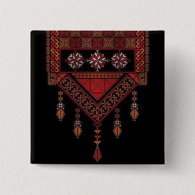 Palestinska tatreez Embroidery | palestinska konst Knapp (Framsida)
