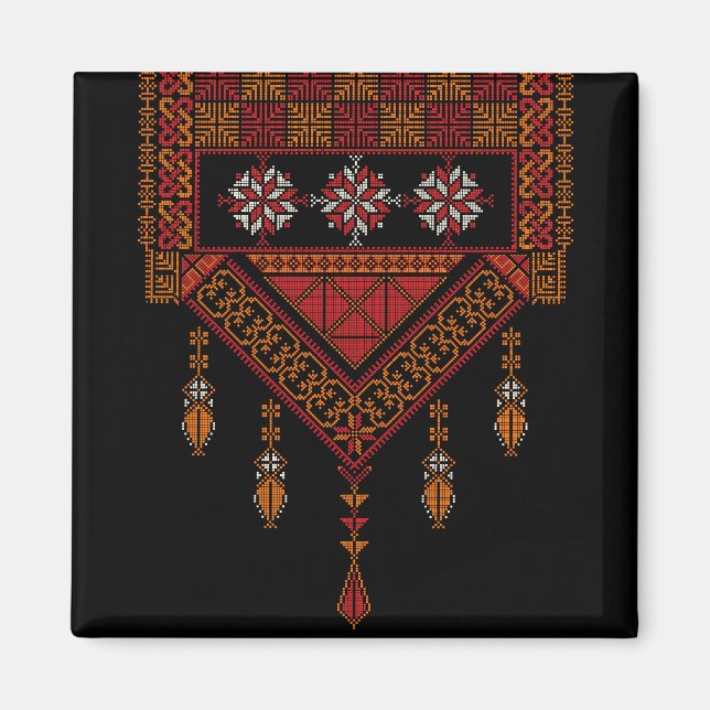 Palestinska tatreez Embroidery | palestinska konst Magnet (Framsidan)