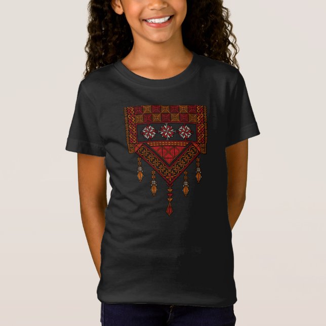 Palestinska tatreez Embroidery | palestinska konst T Shirt (Framsida)