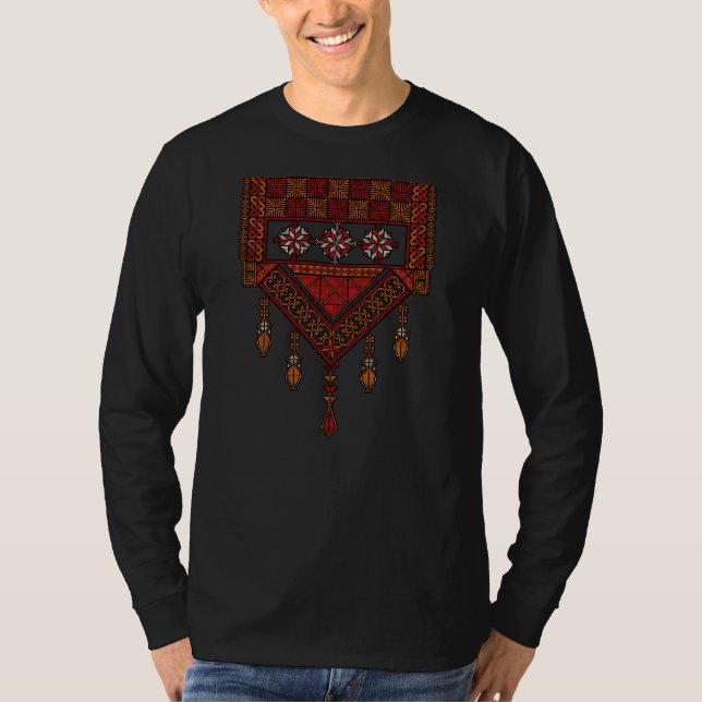 Palestinska tatreez Embroidery | palestinska konst T Shirt (Framsida)