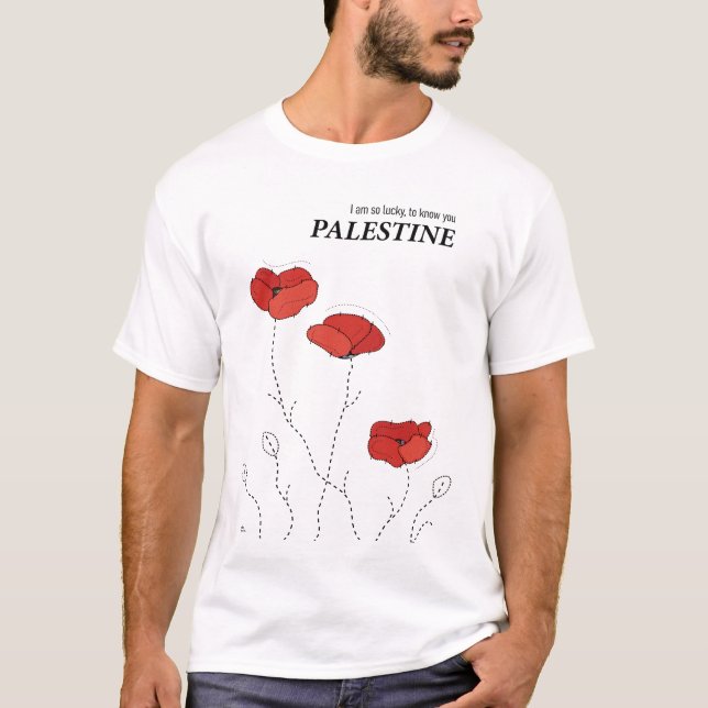 Palestinska vallmo - modern minimalistisk design t shirt (Framsida)