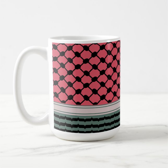 Palestinska vattenmelon Hatta Keffiyeh Kufiya Folk Kaffemugg (Vänster)