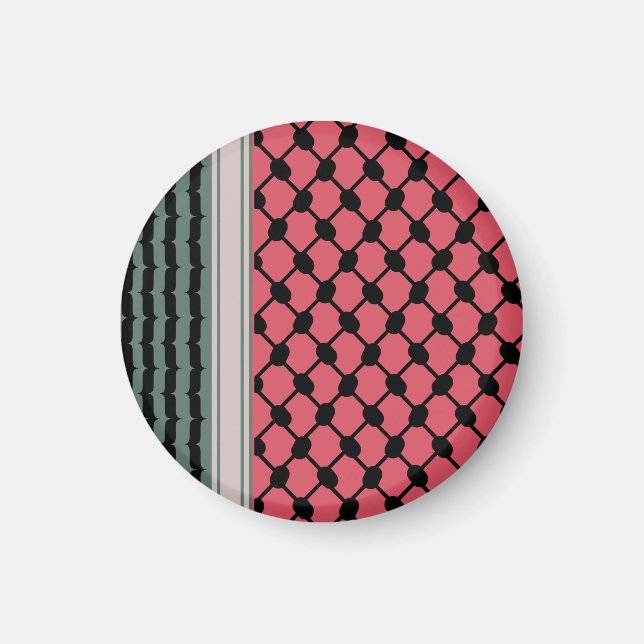 Palestinska vattenmelon Hatta Keffiyeh Kufiya Folk Magnet (Framsidan)