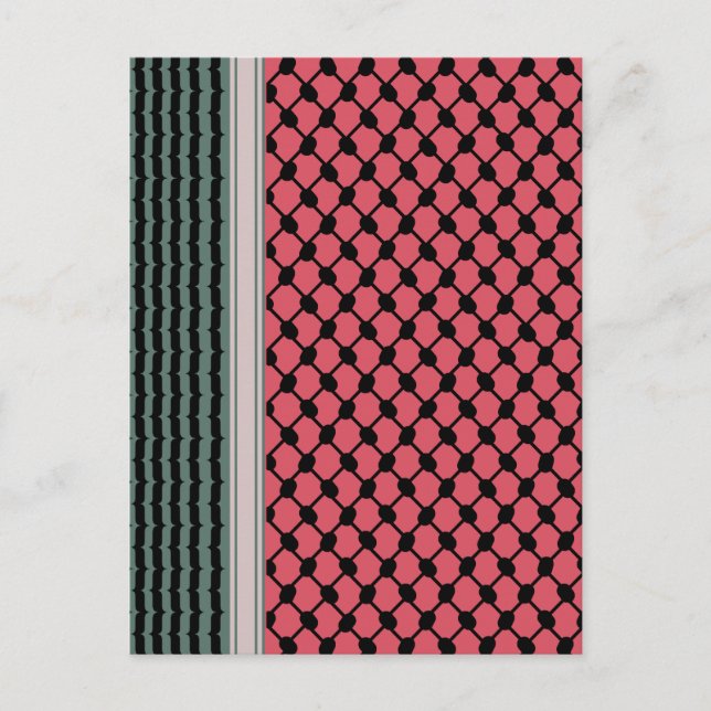 Palestinska vattenmelon Hatta Keffiyeh Kufiya Folk Vykort (Framsida)