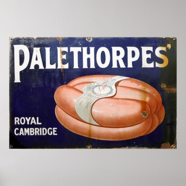 Palethorpes Sausages, vintage Enamel Sign. Poster (Framsidan)