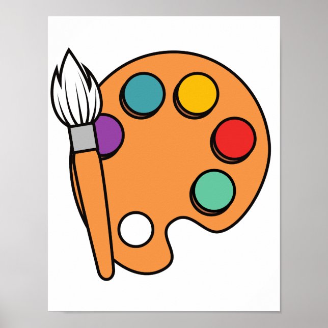 🎨 palett och penselpensel - konstnärlig utskrift poster (Framsidan)