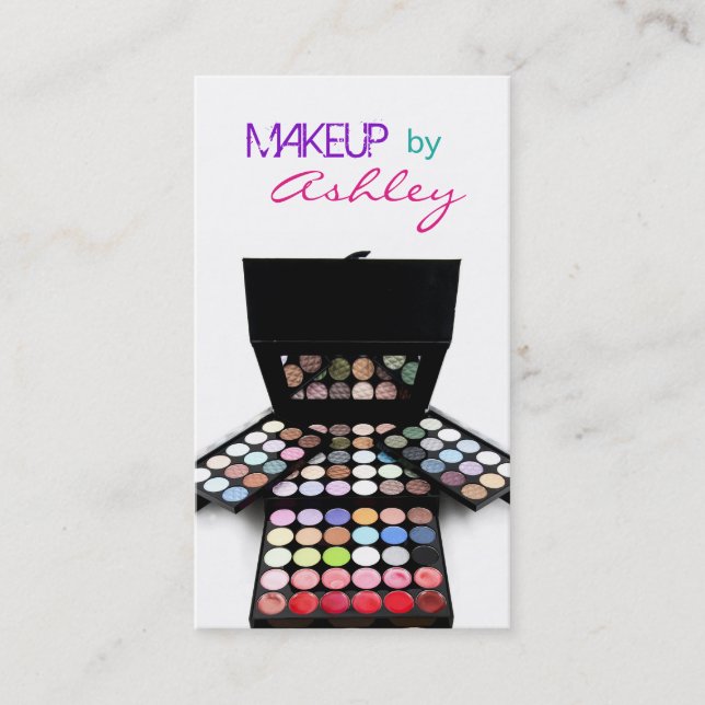 Palett och penslar för ansikte - Makeup Artist Visitkort (Framsida)