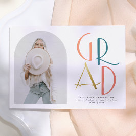 Palett | Teal & Guld Arch & Grad Photo Studenten Inbjudningar
