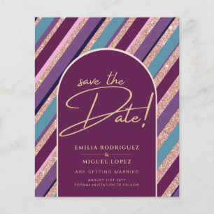 Palette Plum Lila Turcos Ro Guld Bröllop Flygblad