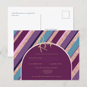 Palette Plum Lila Turcos Ro Guld Bröllop Vykort