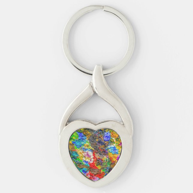 paletten färg twisted heart silverfärgad nyckelring (Framsidan)