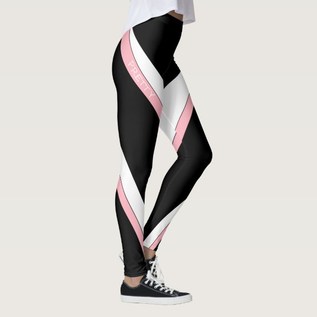 Palisade Utformar Söt-Rosa-banflöde Leggings (Höger)