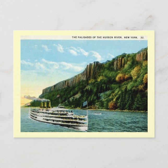 Palisades of the Hudson River, NY 1920-talets Vint Vykort (Framsida)