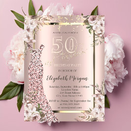 Paljettkjol Rose Gold 50-årsdag Inbjudningar