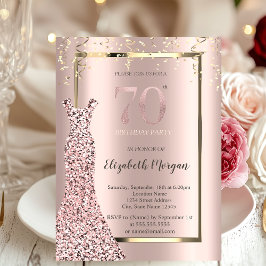 Paljettkjol Roséguld 70-årsfirande Inbjudningar