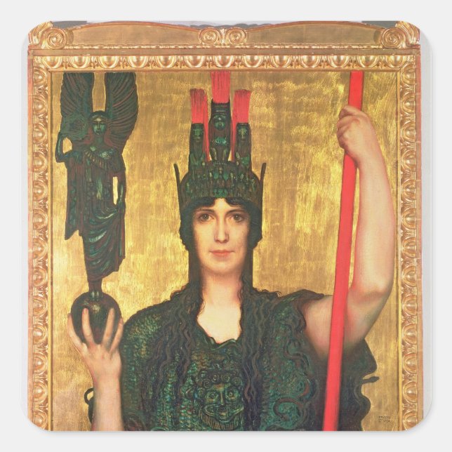 Pallas Athena Fyrkantigt Klistermärke (Framsida)