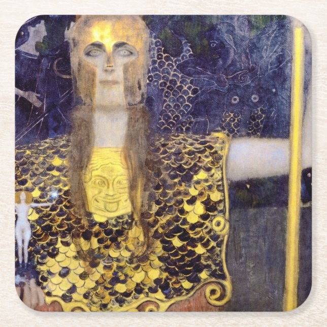 Pallas Athena, Gustav Klimt Underlägg Papper Kvadrat (Framsidan)