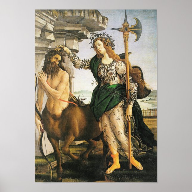 Pallas & Centaur, Botticelli Renaissance Fine Art Poster (Framsidan)