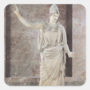 Pallas de Velletri, staty av helmeted Athena Fyrkantigt Klistermärke