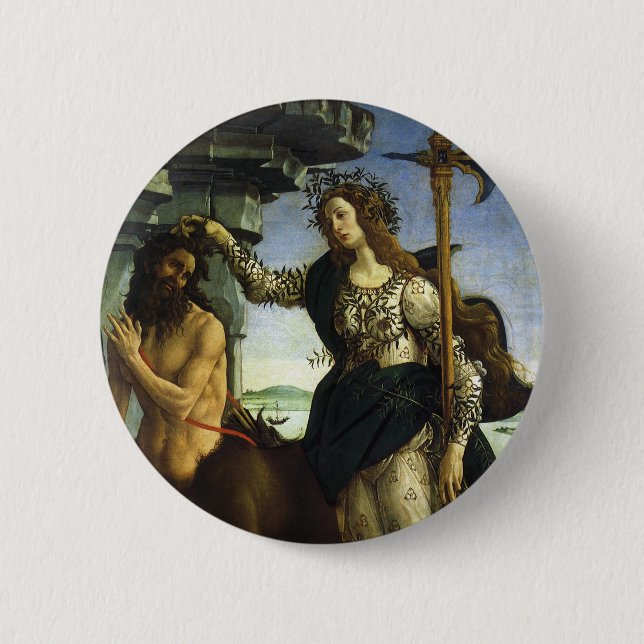Pallas (Minerva) och Centaur av Sandro Botticelli Knapp (Framsida)
