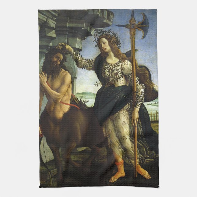 Pallas (Minerva) och Centaur av Sandro Botticelli Kökshandduk (Vertikal)