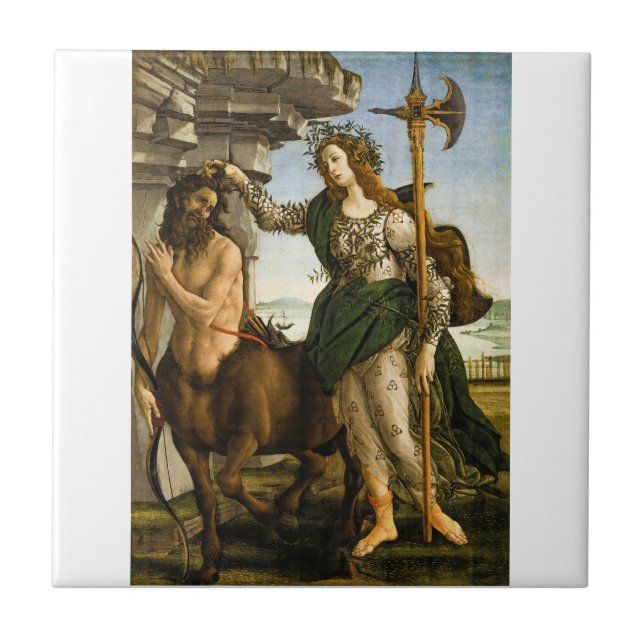 Pallas och kentauren av Sandro Botticelli Kakelplatta (Framsidan)