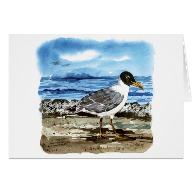 Pallass fiskmås hälsningskort (Framsidan Horizontal)