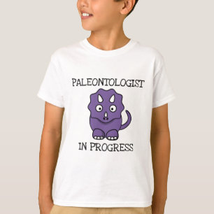 Palleontolog under pågående Lila Triceratops Boy T Shirt