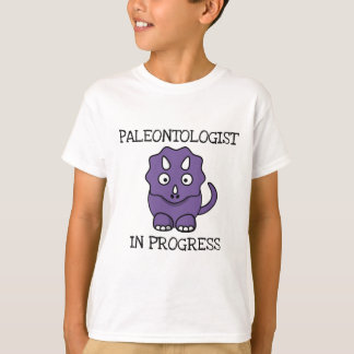 Palleontolog under pågående Lila Triceratops Boys T Shirt