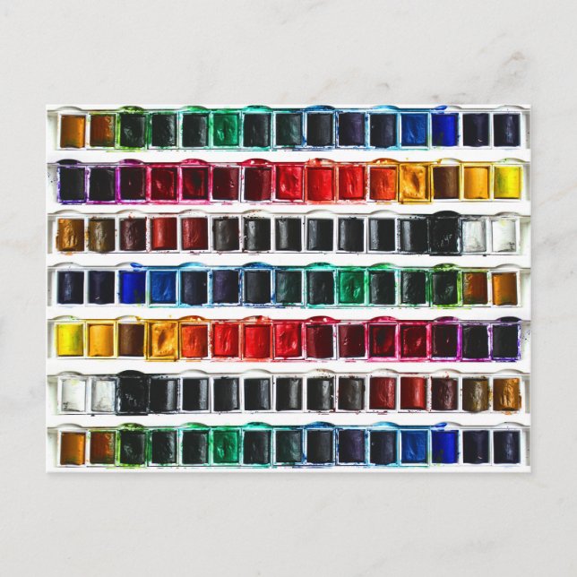 Pallet med färgämnen för färgmålningsartist vykort (Framsida)