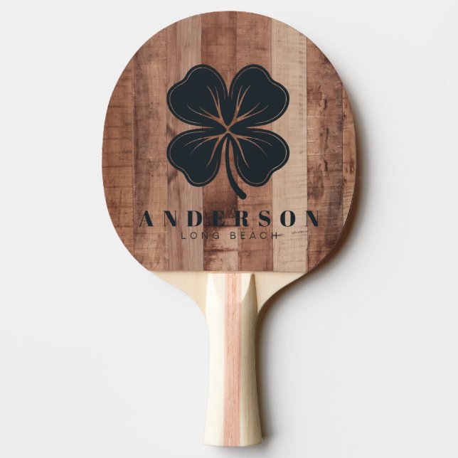 Pallet Wood Board Four Leaf Clover with Name Pingisracket (Baksidan)