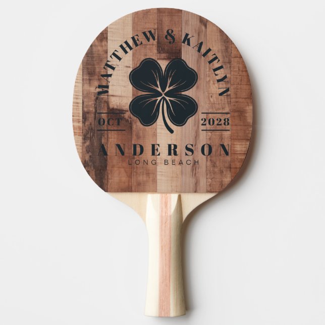 Pallet Wood Board Irish Lucky Clover Wedding Crest Pingisracket (Framsidan)