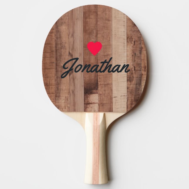 Pallet Wood Board  Vintage Heart Signature Pingisracket (Baksidan)