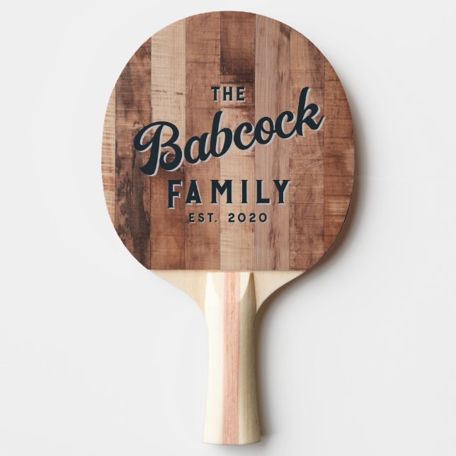 Pallet Wood Boards Retro Family Name & Year Pingisracket (Framsidan)