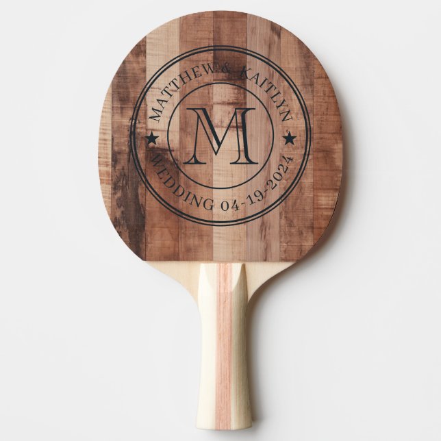 Pallet Wood Boards Wedding Monogram Star Pingisracket (Framsidan)