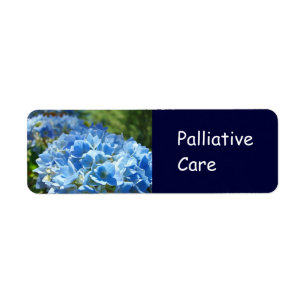 Palliative vanlig hortensia för blått för returadress etikett