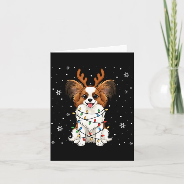 Pallon Dog Christmas Lights Reindeer Funny Xmas Do Kort (Framsida)