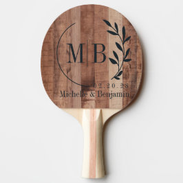 Pallvirke Brädor Blad Bröllop Monogram Pingisracket