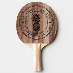 Pallvirkesbräda Ananas Bröllopskam & Namn Pingisracket