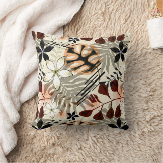 Palm and monstera leaves, tropical kudde