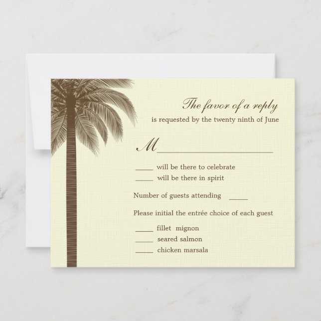 Palm Beach Bröllop RSVP-kort - Brun OSA Kort (Framsida)
