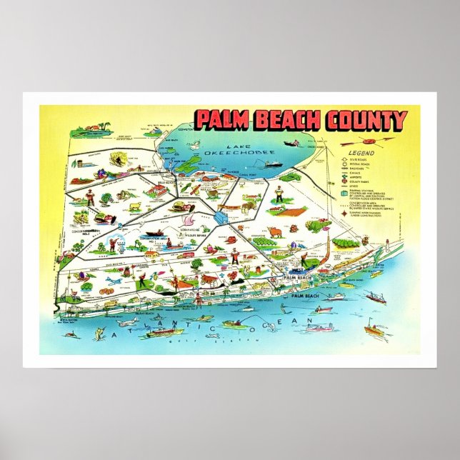 Palm Beach County 16x24 karttryck Poster (Framsidan)