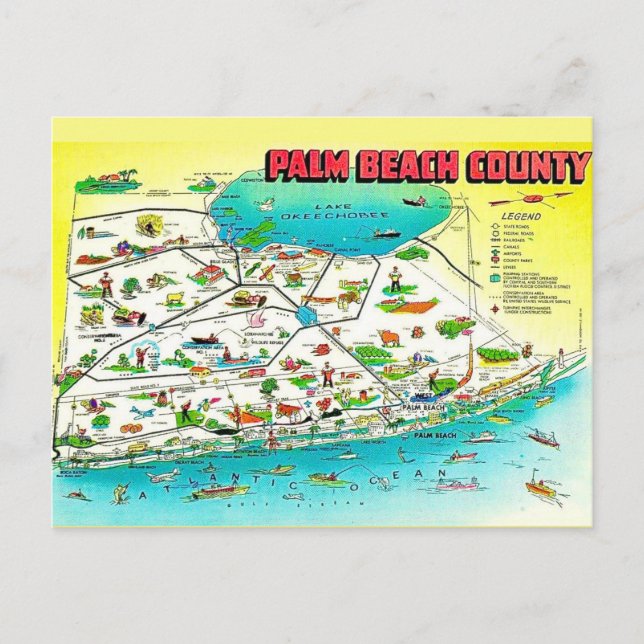 Palm Beach County Kart Postkort Vykort (Framsida)