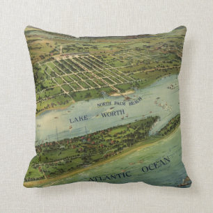 Palm Beach Florida 1915 antika karta Kudde