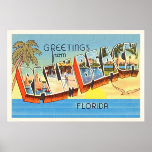 Palm Beach Florida FL gammal vintage resorsouvenir Poster