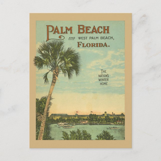 Palm Beach Florida Vintage Turism Vykort (Framsida)
