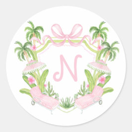 Palm Beach Monogram-krön Runt Klistermärke