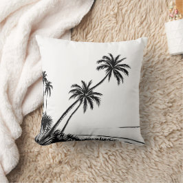 Palm Beach Ocean Modern Svart och Vitt Kudde